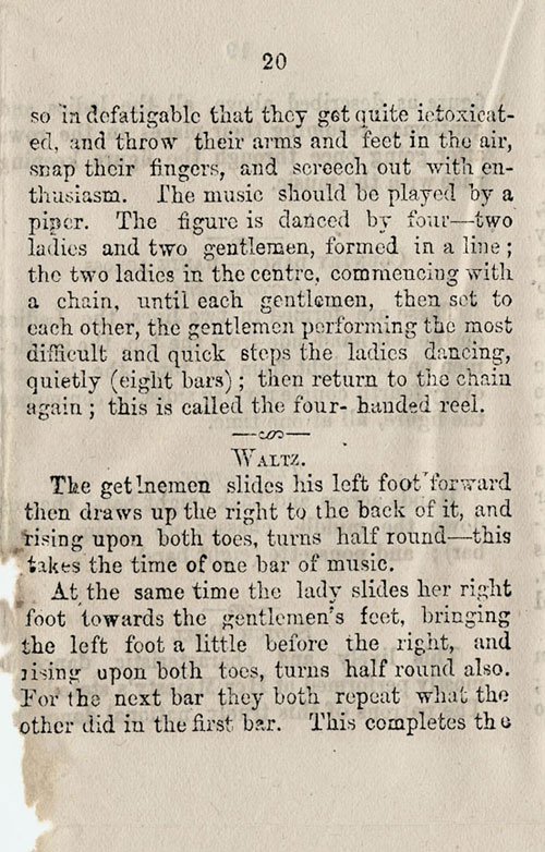 Page 2 of 2 the Scotch Reel; page 1 of 2 The Waltz, The Ball-Room Guide