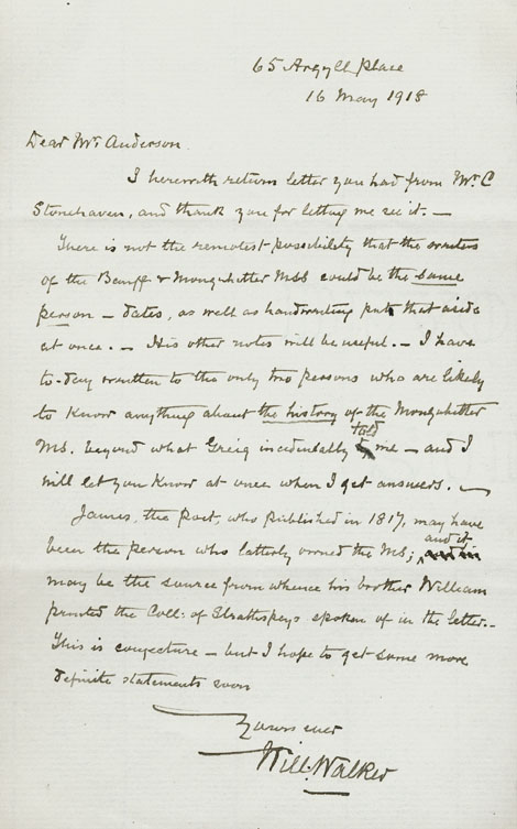 Letter to PJ Anderson from William Walker