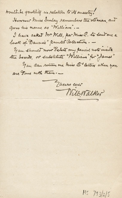 Page 2 of 2, Letter from William Walker to P J Anderson