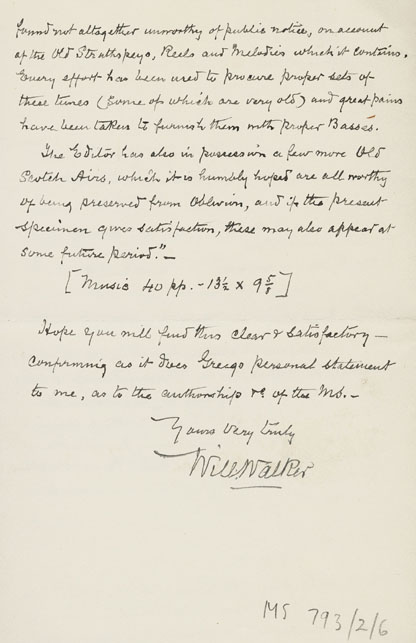 Page 3 of 3, Letter from William Walker to P J Anderson