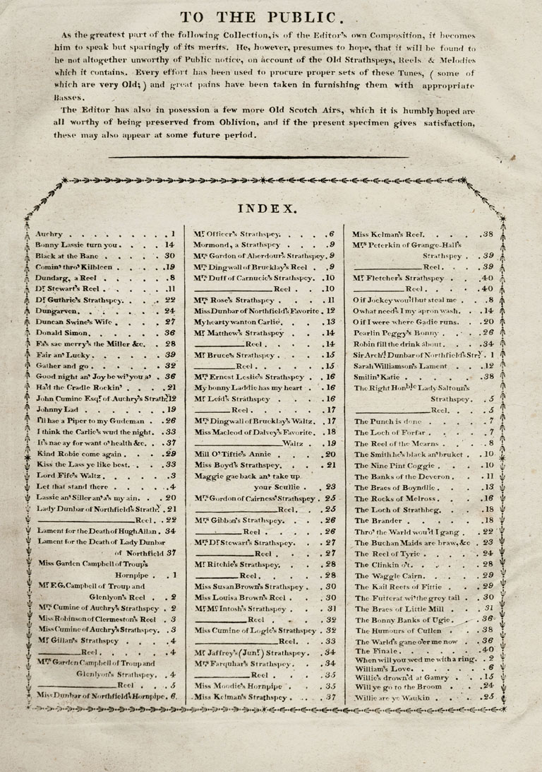 Index,  A Collection of Strathspeys etc