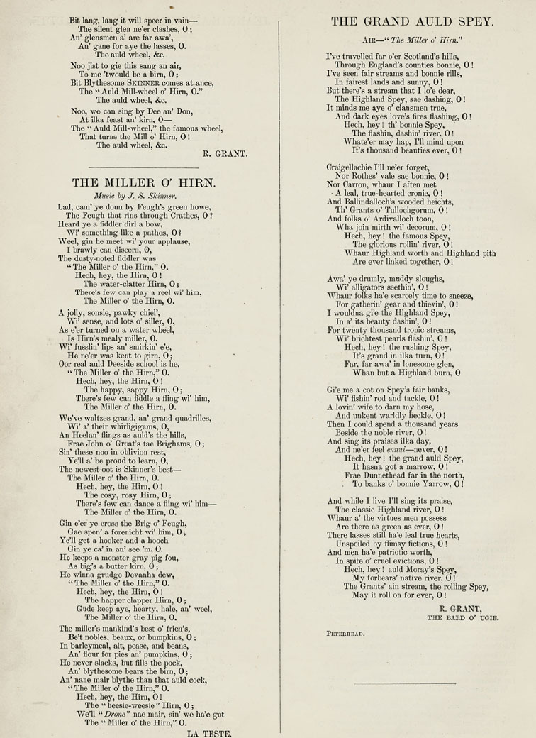Page 2 of 2, Lyrics, The Auld Wheel, The Miller o' Hirn, The Grand Auld Spey