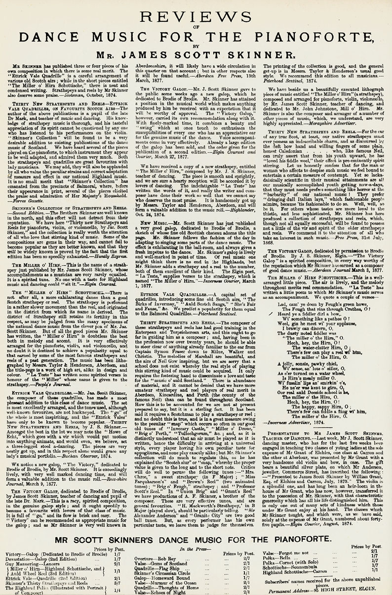 Reviews of Dance Music for the Pianoforte, rear cover, The Devastation Galop