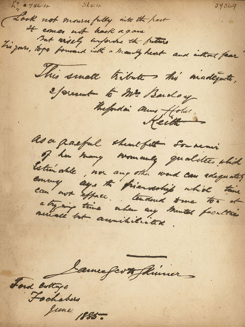 Inside cover of Scott Skinner Scrapbook