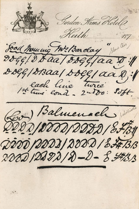 Accompaniments to Good Morning Mrs Barclay, Balmenach