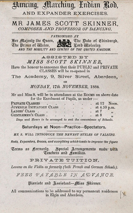 Adverts for Skinner's dancing classes