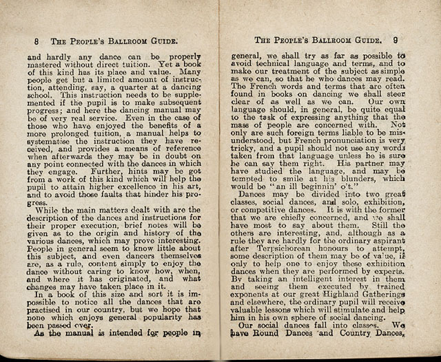 Pages 8 and 9 of the introduction to Skinners The People's Ball Room Guide