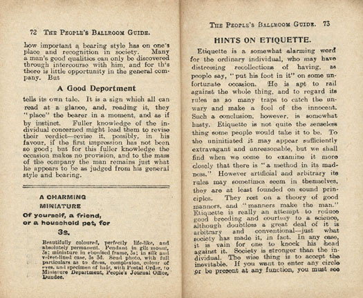 Hints on deportment, hints on etiquette