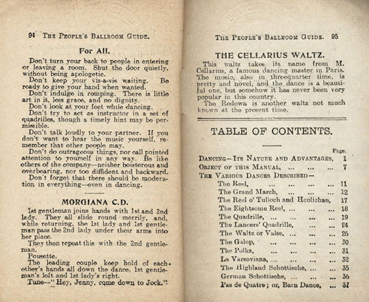 The Ball, Morgiana Country Dance, The Cellarius Waltz, Table of Contents