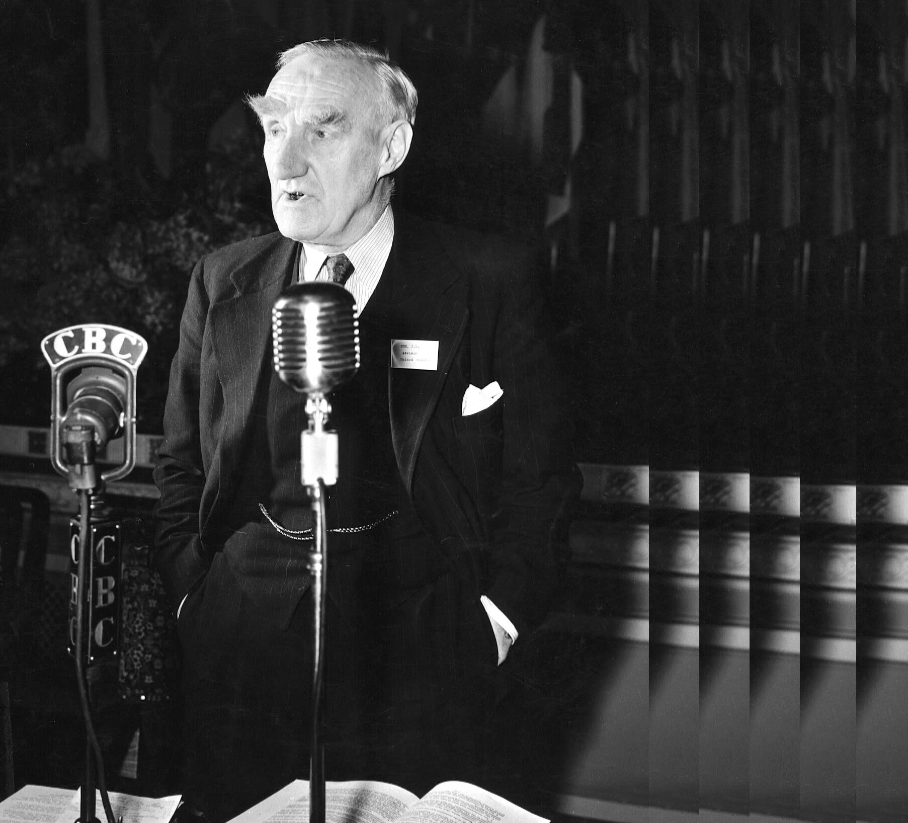 Boyd Orr speaking to media