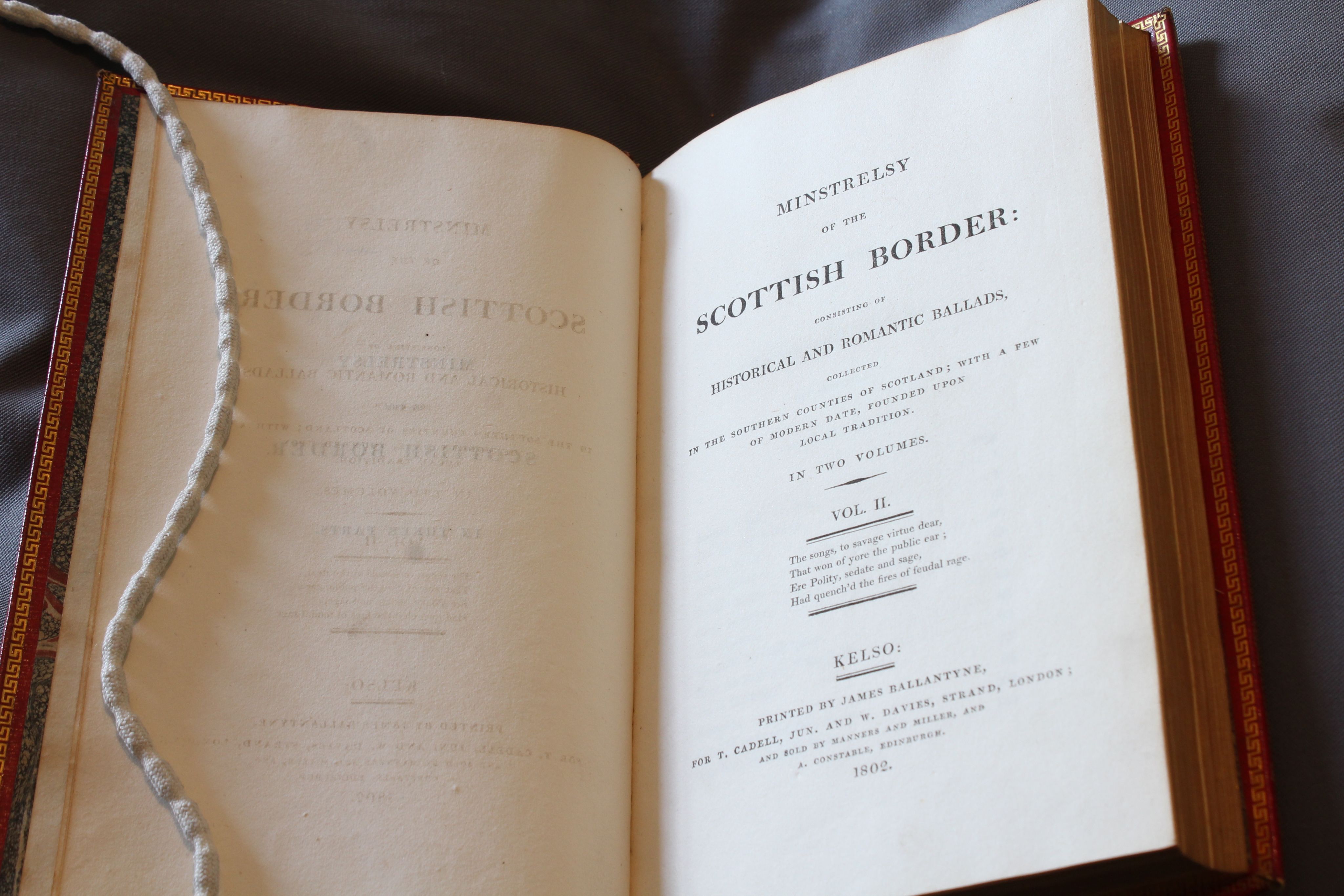 The title page of Minstrelsy of the Scottish Border.