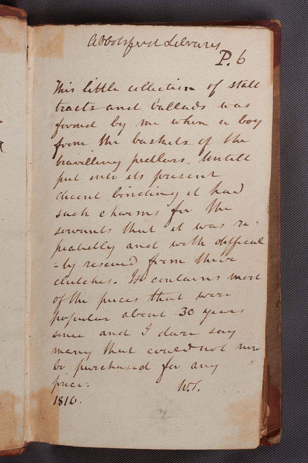 A handwritten note inside one of Scott’s collections of chapbook items.