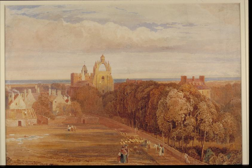 Oil painting by Francis Olivar Finch, showing how the rural surroundings of King's College survived into the 19th century, circa 1820