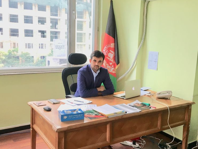 Ahmad at the Kabul offices of Ariana Afghan Airline
