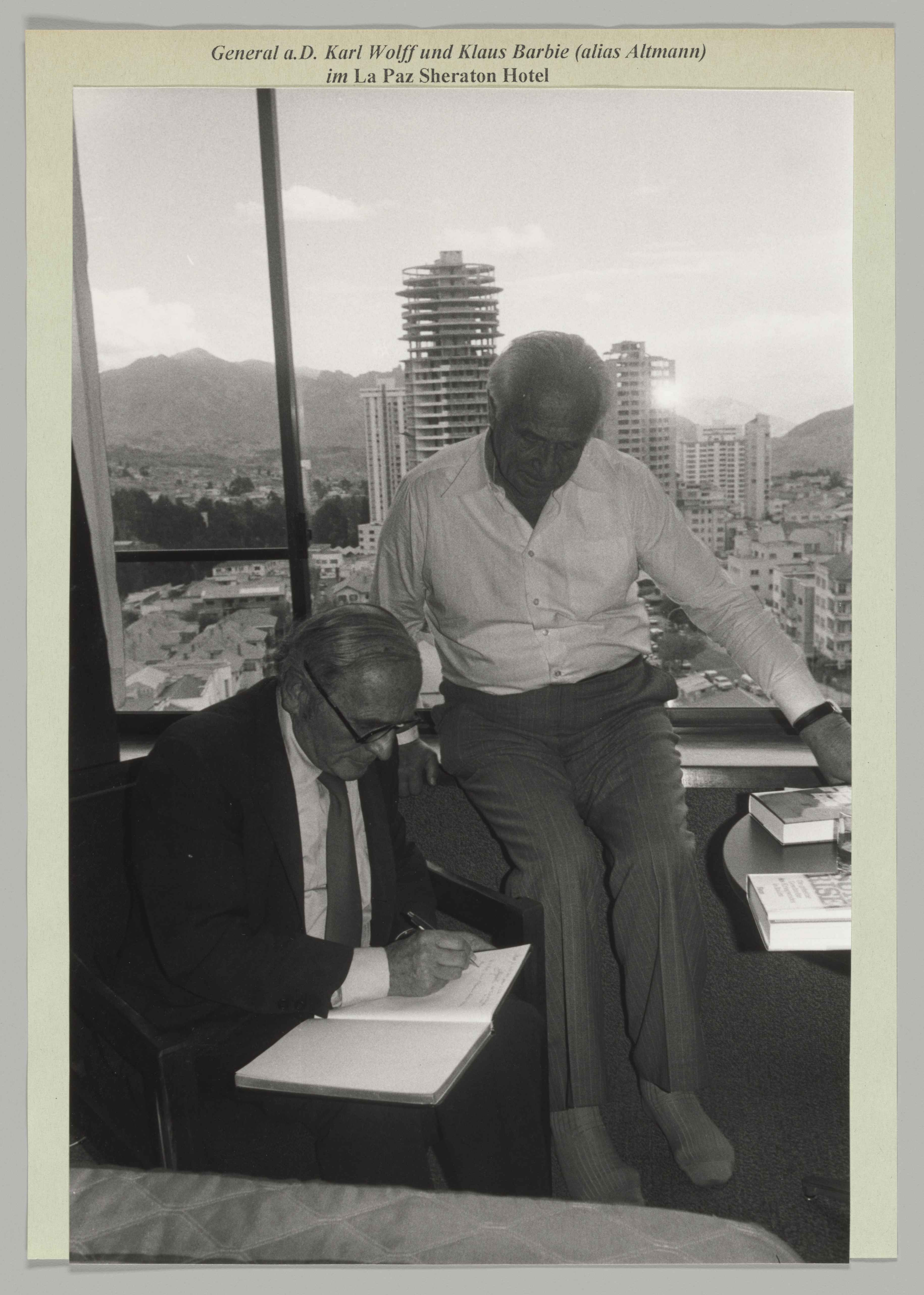 Karl Wolff and Klaus Barbie in hotel in Pa Paz