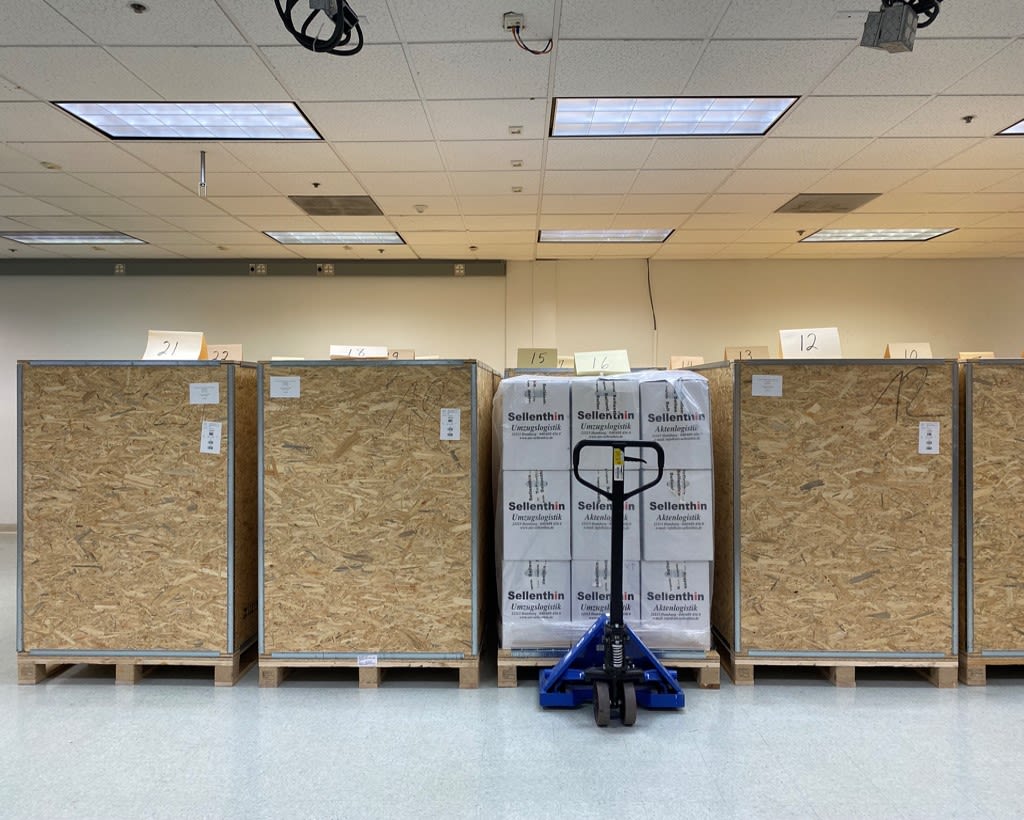 The archive prepared for transport