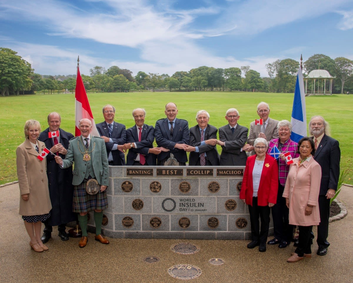 The name plaques of the Toronto Four at the Macleod memorial