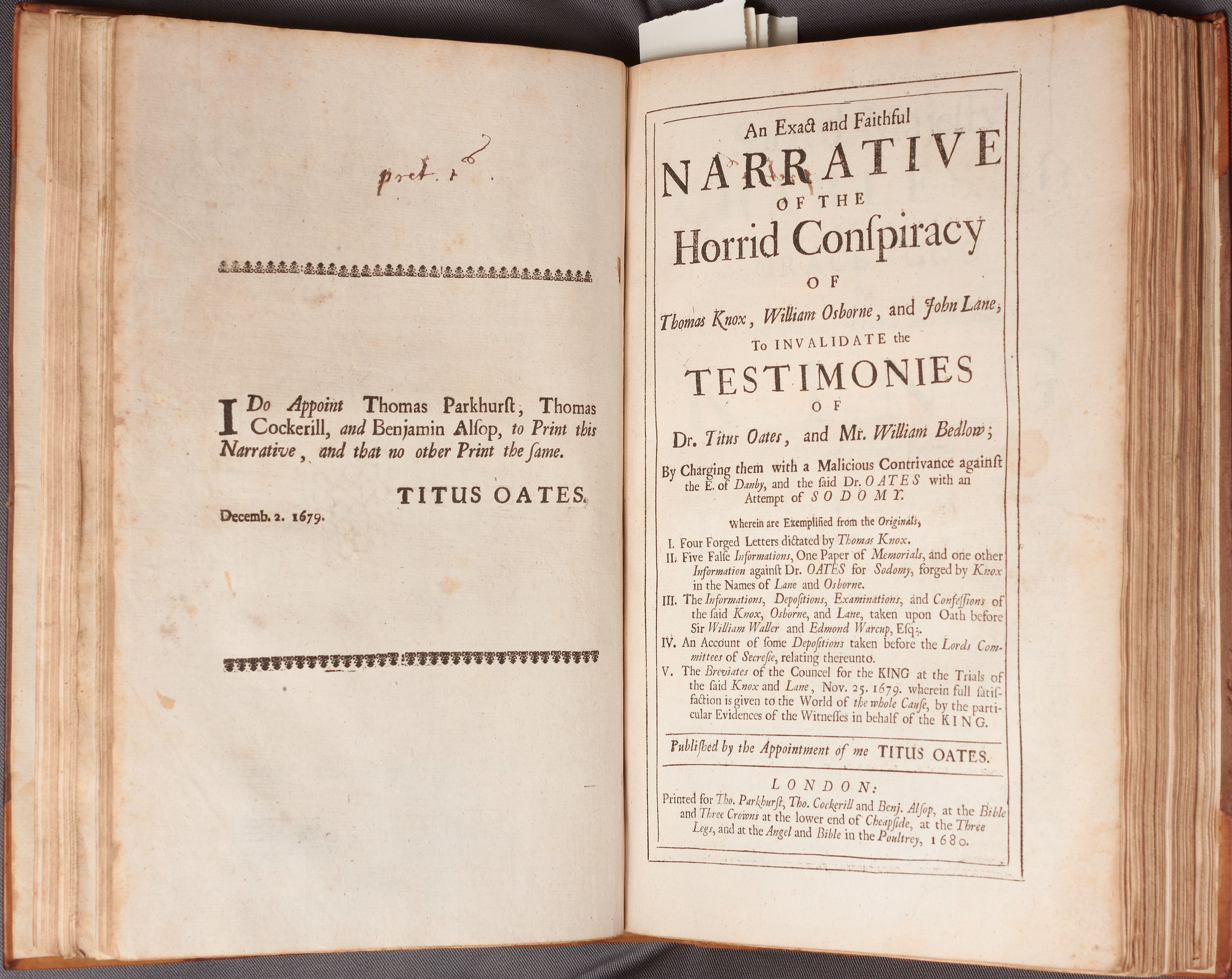 The title page of a chapbook about the Popish plot.