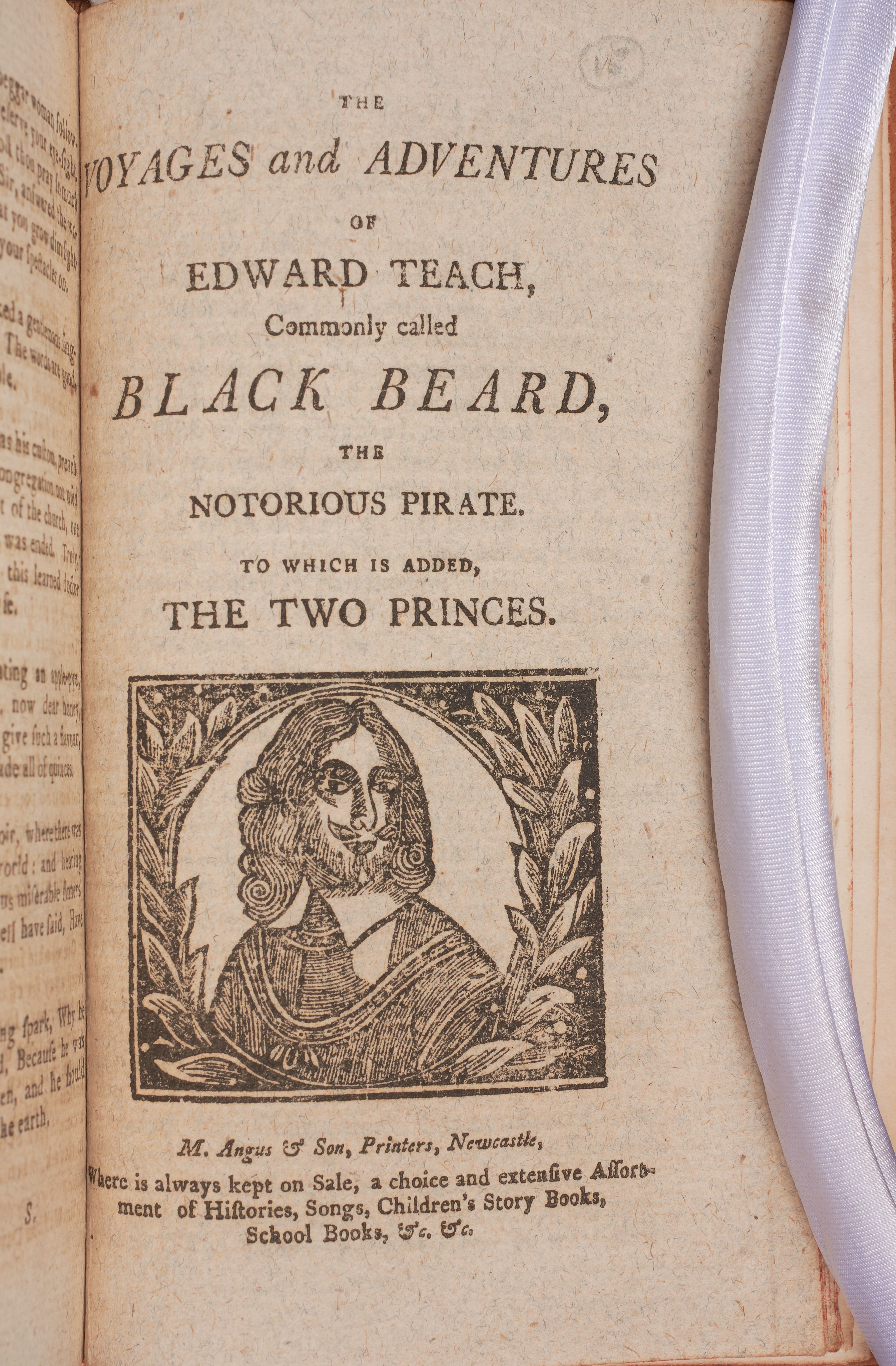 The title page of The Voyages and Adventures of Edward Teach, Commonly Called Black Beard, the Notorious Pirate