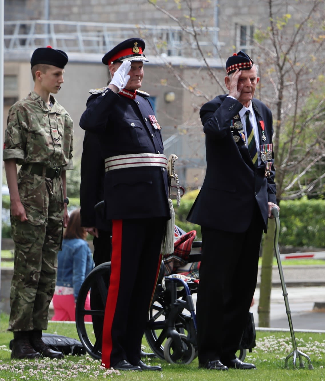 Jim Glennie takes the salute with the Lord Provost