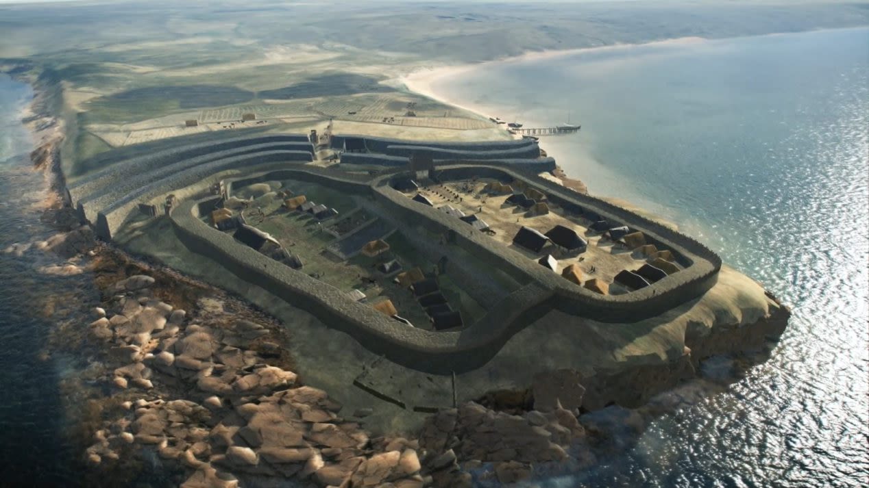 A reconstruction of the Pictish fort at Burghead